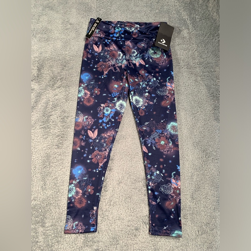 NWT high rise wide waistband Converse Kids Leggings Floral MSRP$30 small